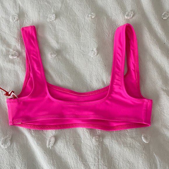 solid and striped pink bikini top - Picture 2 of 4